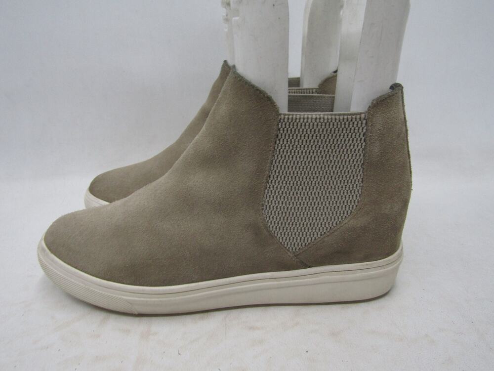 Steve Madden Womens Sz 10 M Beige Suede Chelsea Hidden Wedge Ankle Fashion Boots